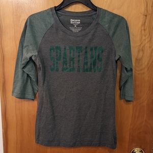 Spartans Long Sleeve Shirt, Size M, Gray & Green
